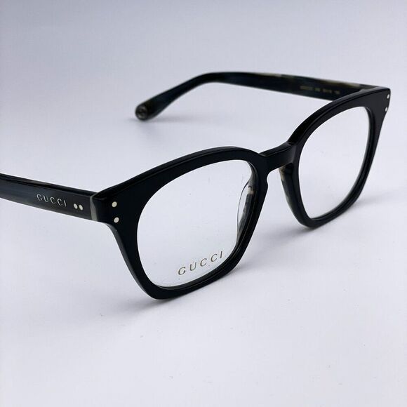 SALE! NEW GUCCI LOGO GG0572O 009 Black Grey Demo Square Unisex Eyeglasses